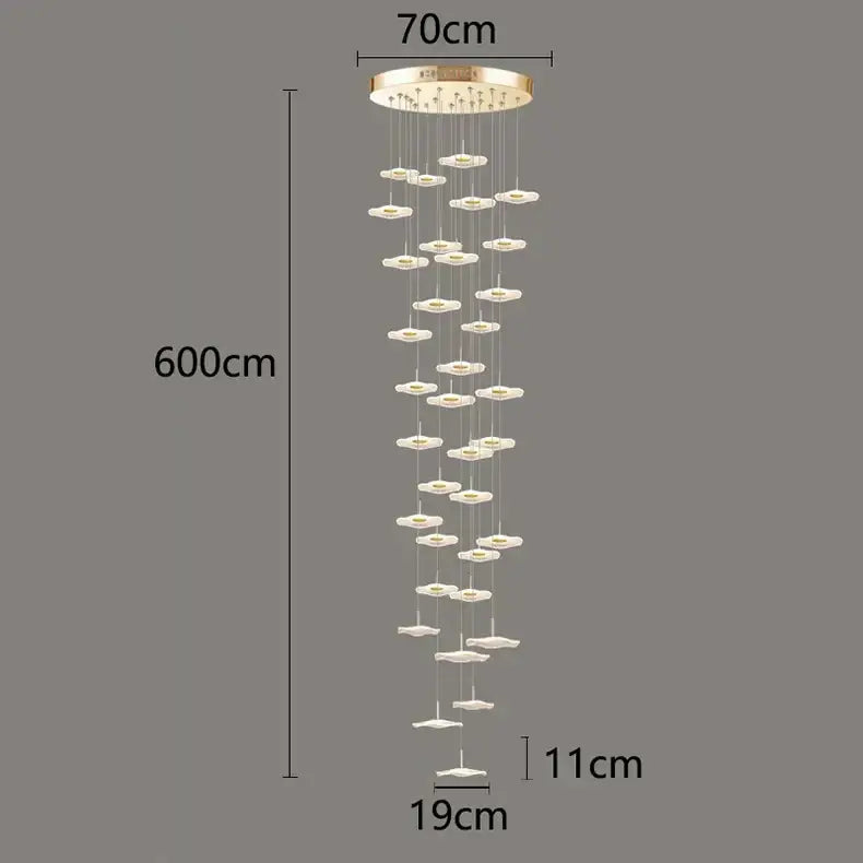 Modern white petal crystal chandelier stair pendant living room light