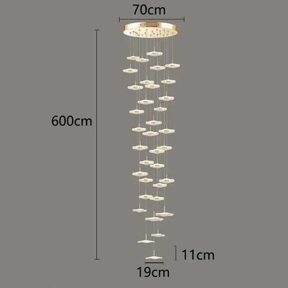 Modern white petal crystal chandelier stair pendant living room light