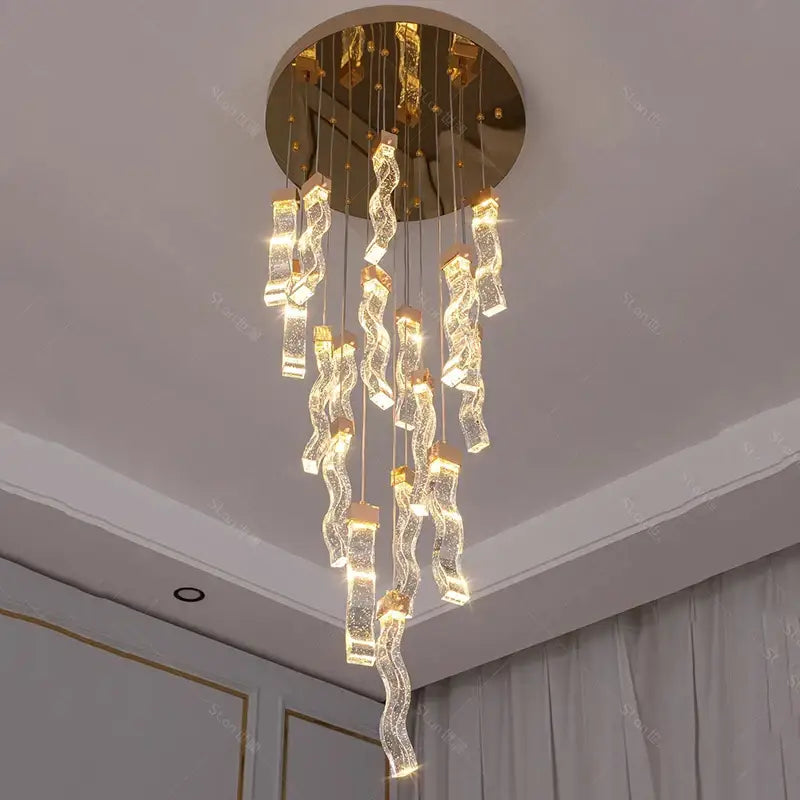 Modern gold crystal chandelier living room pendant lamp