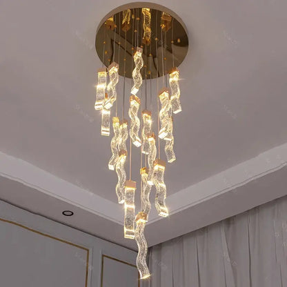 Modern gold crystal chandelier living room pendant lamp
