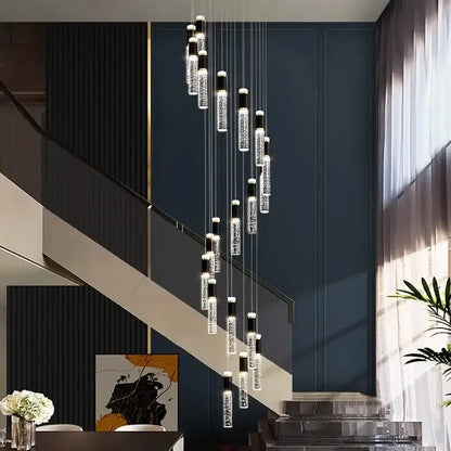 Modern black and crystal chandelier living room pendant light