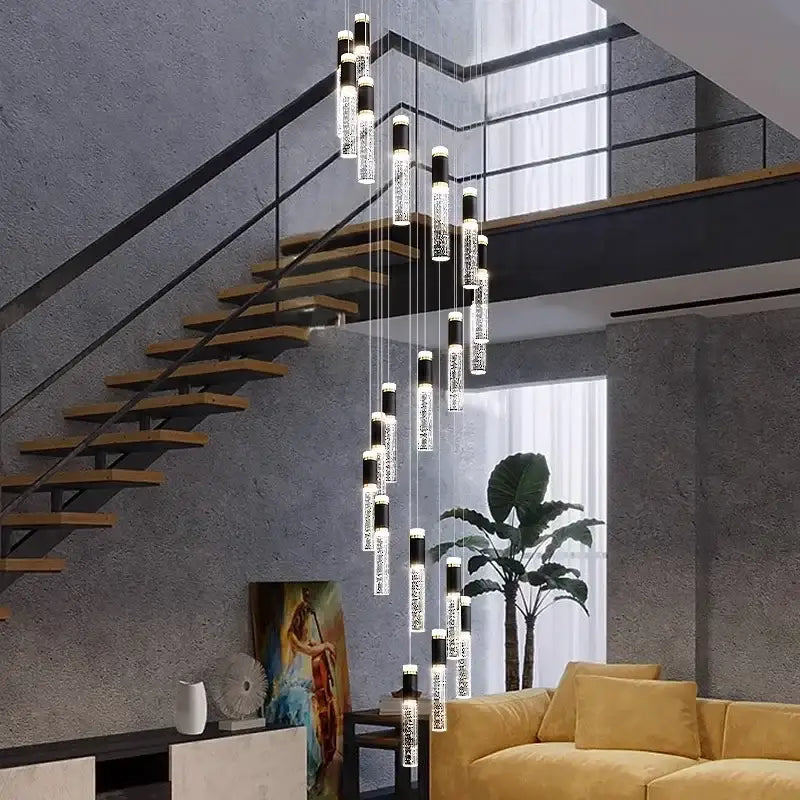 Modern black and crystal chandelier living room pendant light