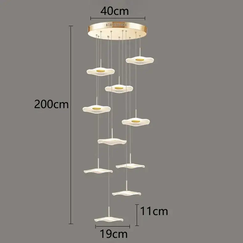 Modern white petal crystal chandelier stair pendant living room light