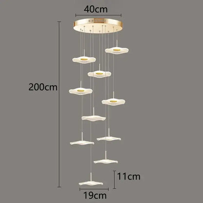 Modern white petal crystal chandelier stair pendant living room light