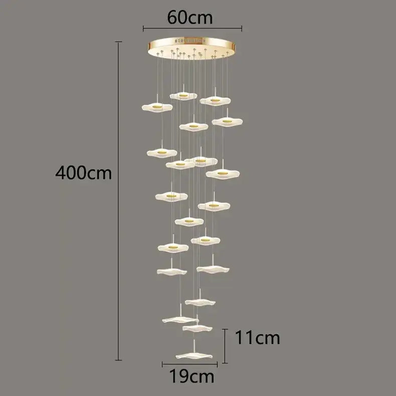 Modern white petal crystal chandelier stair pendant living room light