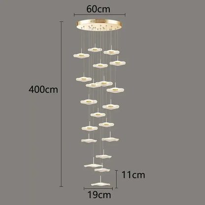 Modern white petal crystal chandelier stair pendant living room light