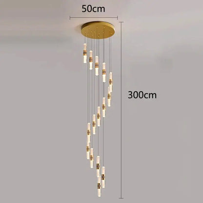 Modern gold crystal chandelier stair pendant lamp living room