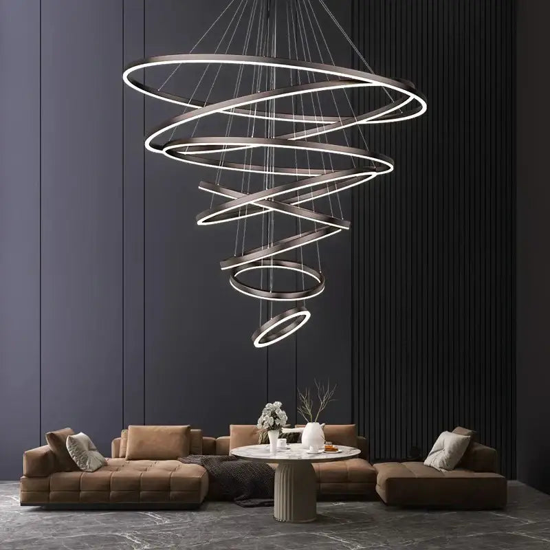 Modern spiral crystal chandelier stair pendant lamp living room
