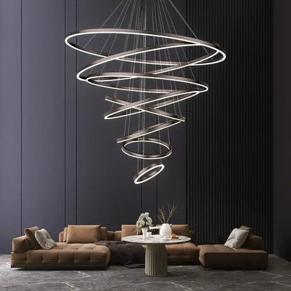 Modern spiral crystal chandelier stair pendant lamp living room