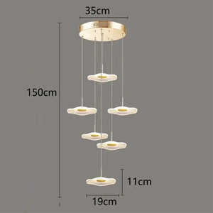 Modern white petal crystal chandelier stair pendant living room light