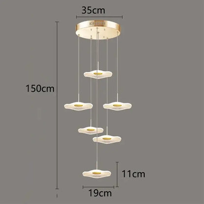 Modern white petal crystal chandelier stair pendant living room light