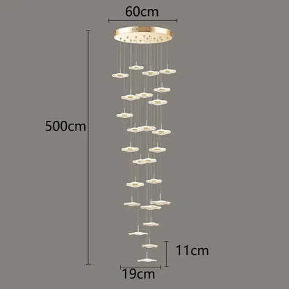 Modern white petal crystal chandelier stair pendant living room light