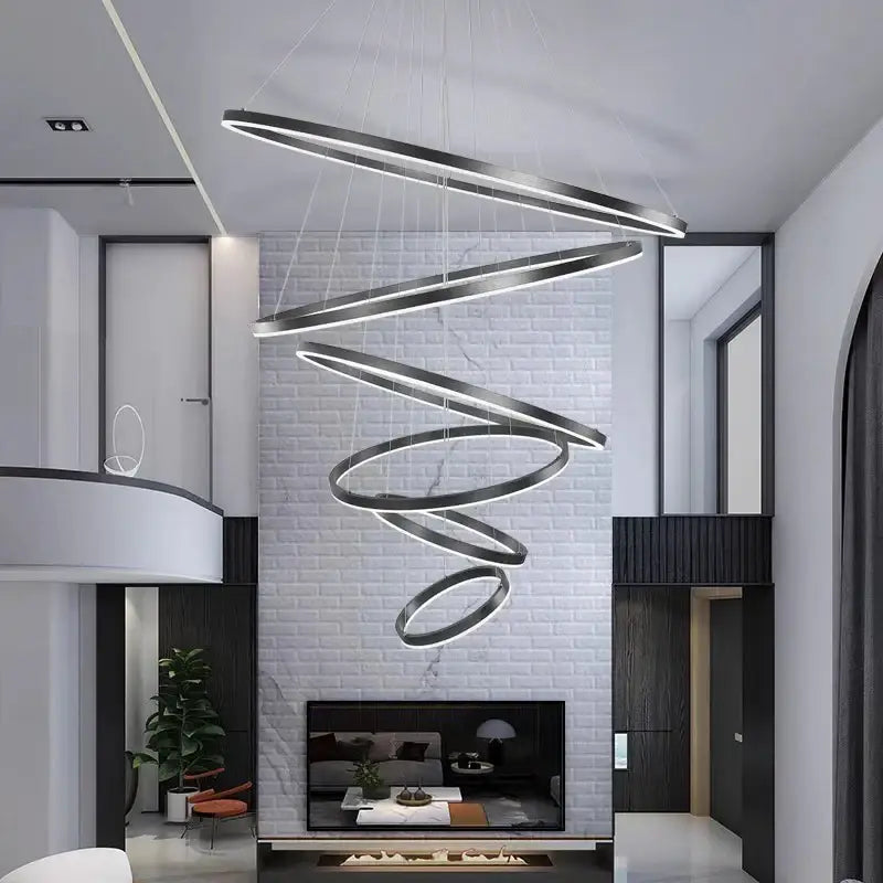 Modern spiral crystal chandelier stair pendant lamp living room
