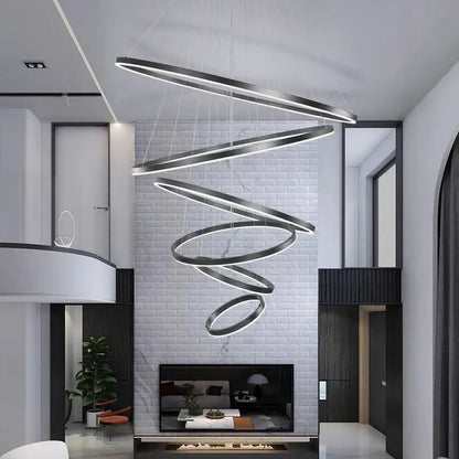 Modern spiral crystal chandelier stair pendant lamp living room