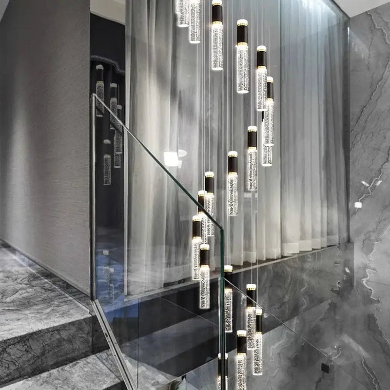 Modern black and crystal chandelier living room pendant light