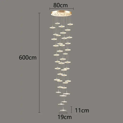 Modern white petal crystal chandelier stair pendant living room light