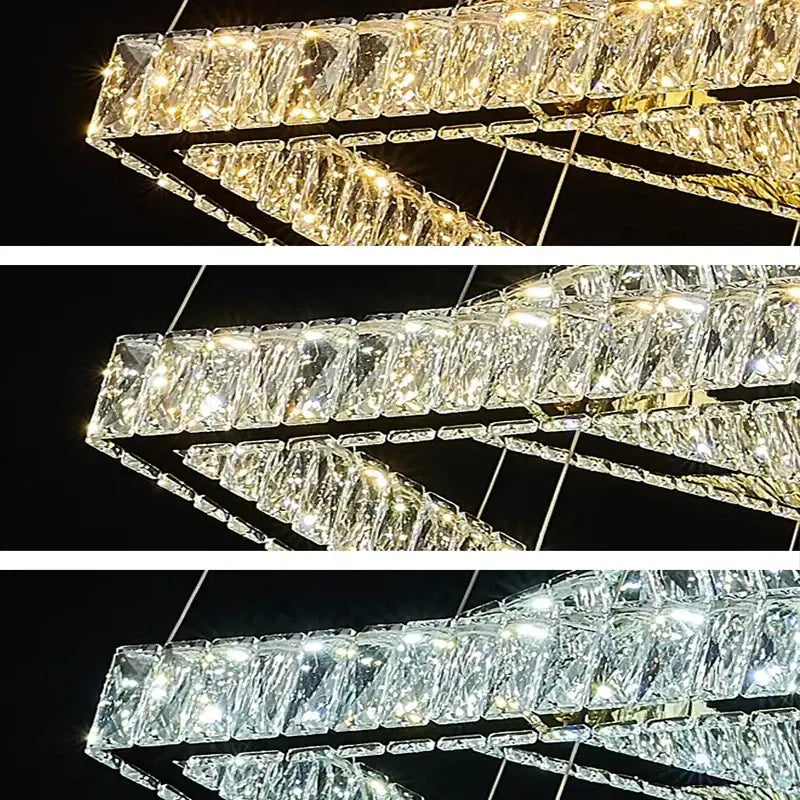 Modern golden geometric crystal chandelier stair pendant living room