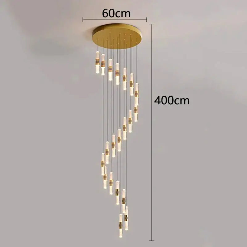 Modern gold crystal chandelier stair pendant lamp living room