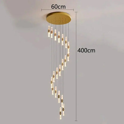 Modern gold crystal chandelier stair pendant lamp living room