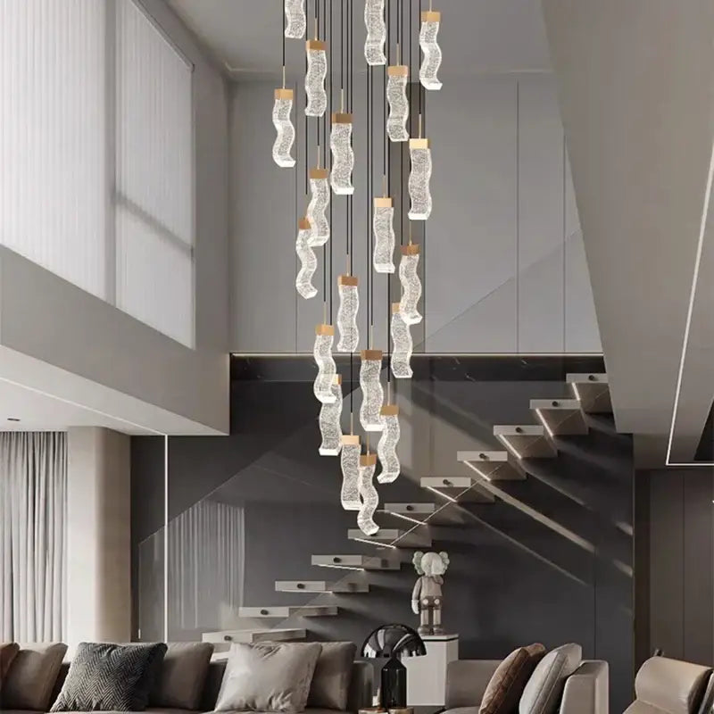 Modern gold crystal chandelier living room pendant lamp