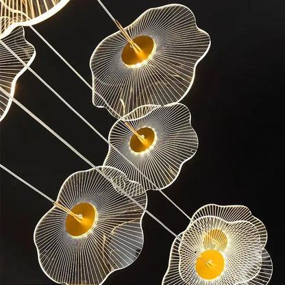 Modern white petal crystal chandelier stair pendant living room light