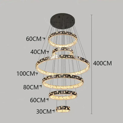 Modern black and clear crystal chandelier stair pendant lamp living room