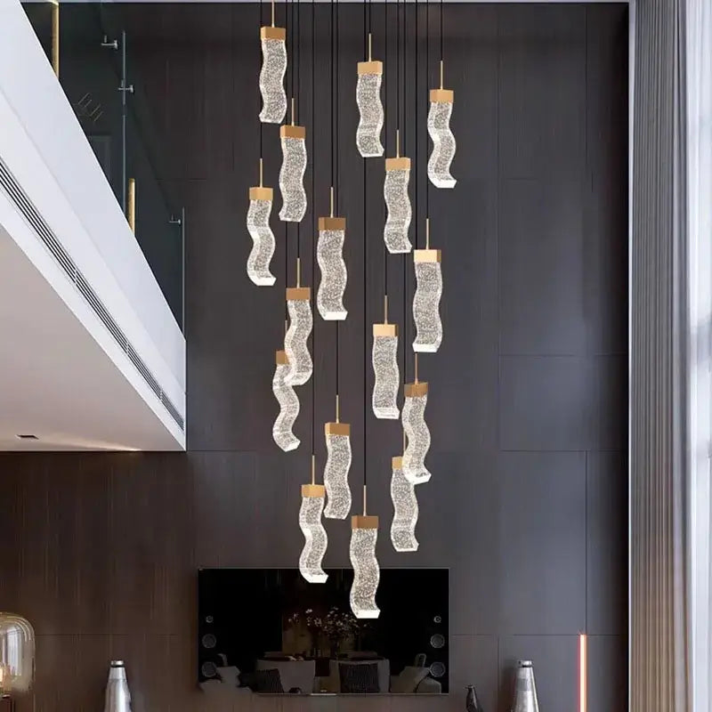 Modern gold crystal chandelier living room pendant lamp