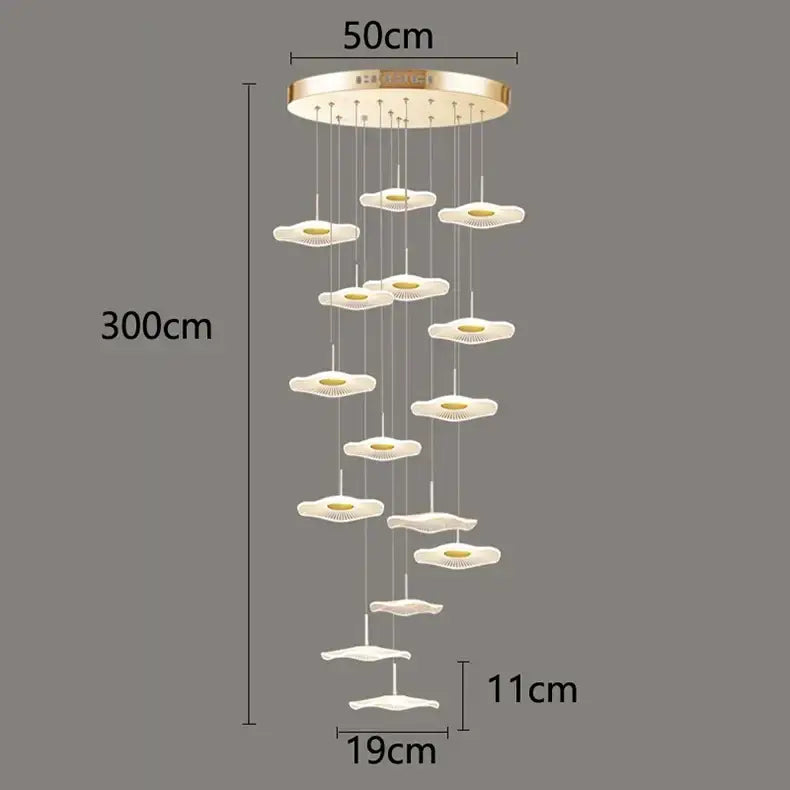 Modern white petal crystal chandelier stair pendant living room light