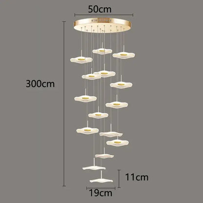 Modern white petal crystal chandelier stair pendant living room light