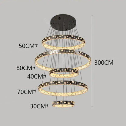 Modern black and clear crystal chandelier stair pendant lamp living room