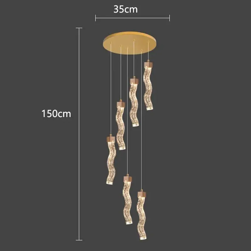 Modern gold crystal chandelier living room pendant lamp