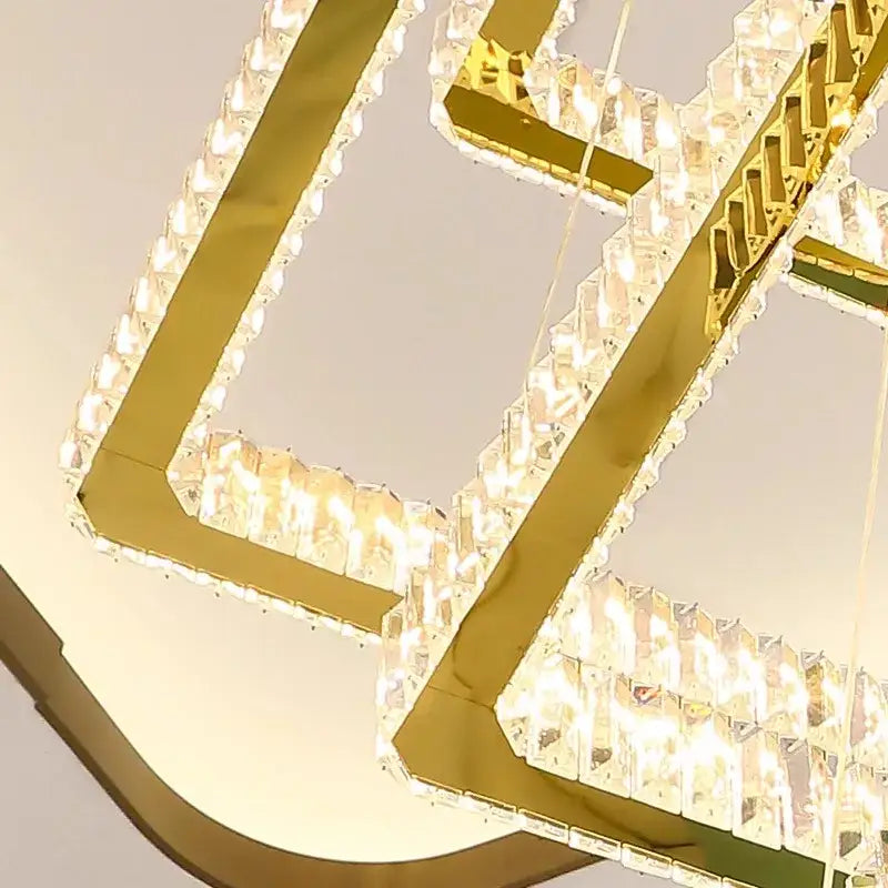 Modern gold cascading crystal chandelier stair pendant lamp