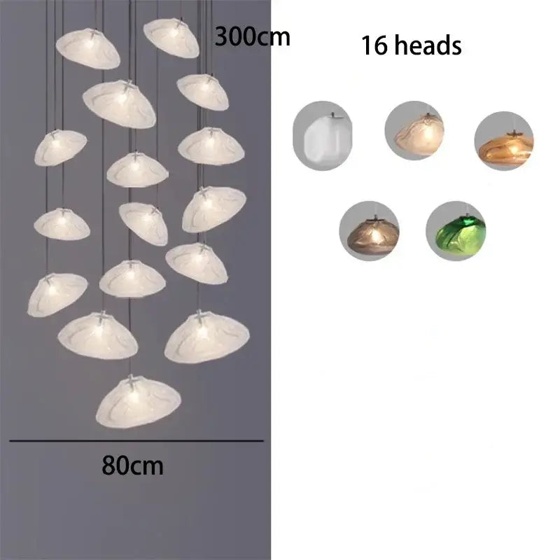 Modern cascading crystal chandelier stair pendant lamp living room