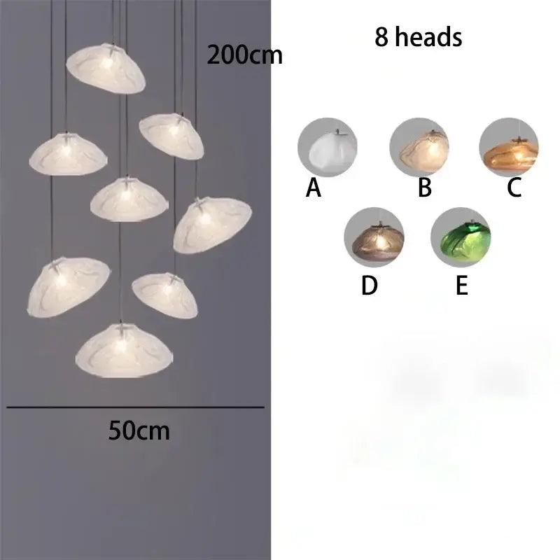 Modern cascading crystal chandelier stair pendant lamp living room