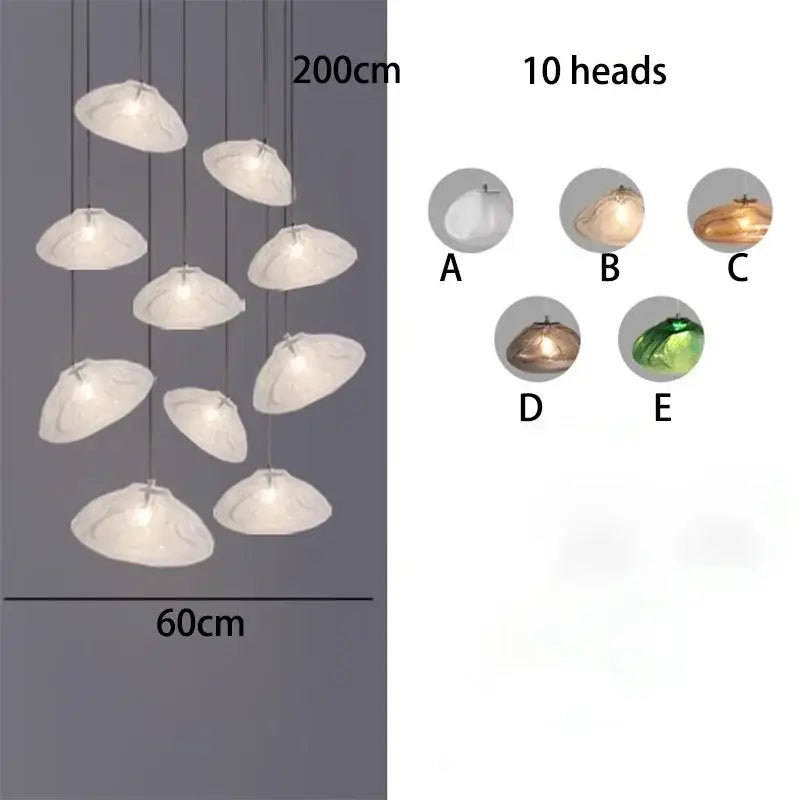 Modern cascading crystal chandelier stair pendant lamp living room