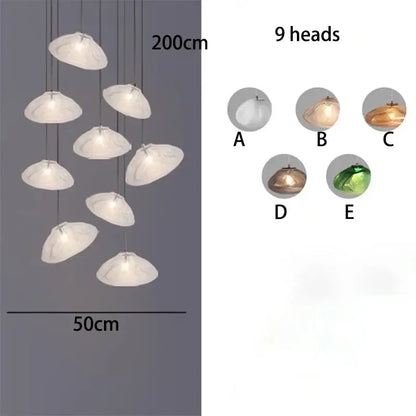 Modern cascading crystal chandelier stair pendant lamp living room