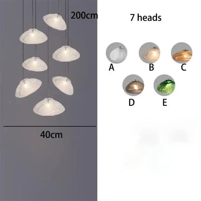 Modern cascading crystal chandelier stair pendant lamp living room