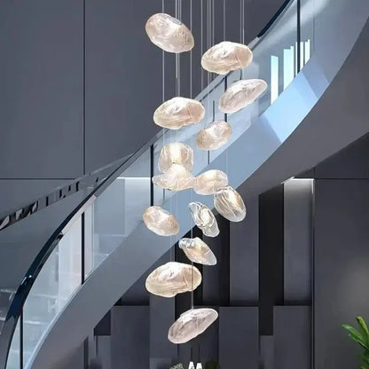 Modern cascading crystal chandelier stair pendant lamp living room