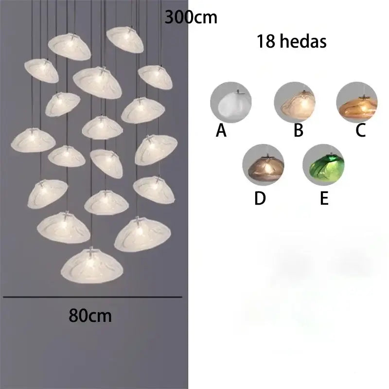 Modern cascading crystal chandelier stair pendant lamp living room