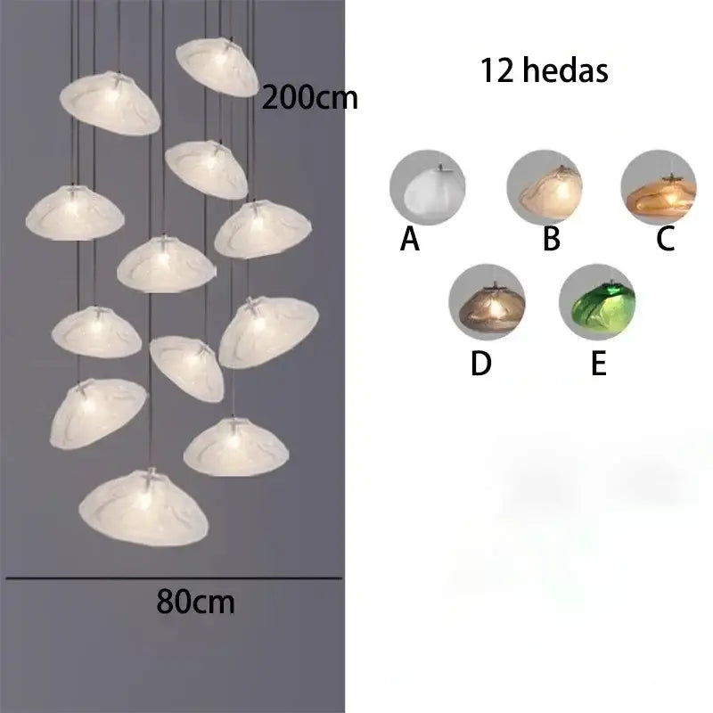 Modern cascading crystal chandelier stair pendant lamp living room