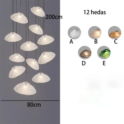 Modern cascading crystal chandelier stair pendant lamp living room