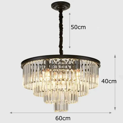 Modern gold crystal chandelier stair pendant light – living room