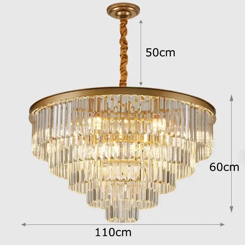 Modern gold crystal chandelier stair pendant light – living room