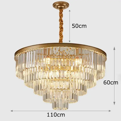 Modern gold crystal chandelier stair pendant light – living room