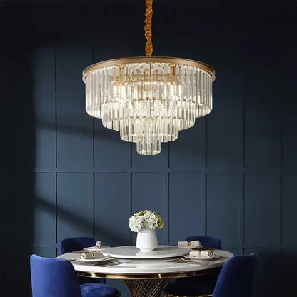 Modern gold crystal chandelier stair pendant light – living room