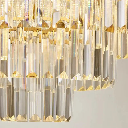 Modern gold crystal chandelier stair pendant light – living room