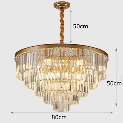 Modern gold crystal chandelier stair pendant light – living room