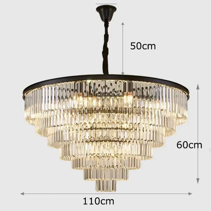 Modern gold crystal chandelier stair pendant light – living room