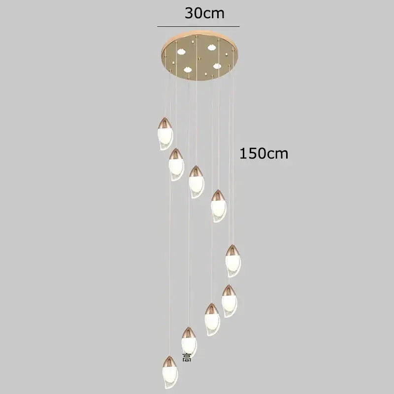 Modern gold teardrop crystal chandelier living room pendant light