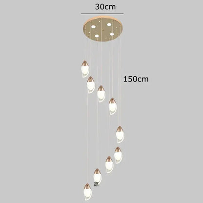 Modern gold teardrop crystal chandelier living room pendant light